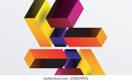 Sleek abstract design featuring isometric 3D blocks in a clean, modern composition. Perfect for tech-inspired themes, with vibrant colors and geometric precision