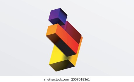 Sleek abstract design featuring isometric 3D blocks in a clean, modern composition. Perfect for tech-inspired themes, with vibrant colors and geometric precision
