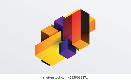 Sleek abstract design featuring isometric 3D blocks in a clean, modern composition. Perfect for tech-inspired themes, with vibrant colors and geometric precision