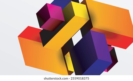 Sleek abstract design featuring isometric 3D blocks in a clean, modern composition. Perfect for tech-inspired themes, with vibrant colors and geometric precision