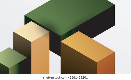 Sleek abstract design featuring isometric 3D blocks in a clean, modern composition. Perfect for tech-inspired themes, with vibrant colors and geometric precision