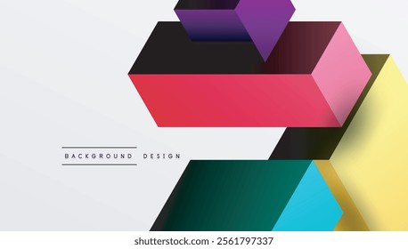 Sleek abstract design featuring isometric 3D blocks in a clean, modern composition. Perfect for tech-inspired themes, with vibrant colors and geometric precision