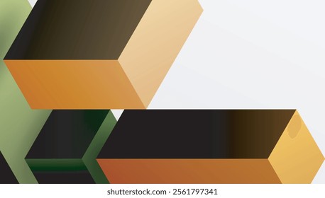 Sleek abstract design featuring isometric 3D blocks in a clean, modern composition. Perfect for tech-inspired themes, with vibrant colors and geometric precision