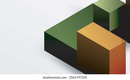 Sleek abstract design featuring isometric 3D blocks in a clean, modern composition. Perfect for tech-inspired themes, with vibrant colors and geometric precision