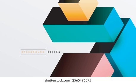Sleek abstract design featuring isometric 3D blocks in a clean, modern composition. Perfect for tech-inspired themes, with vibrant colors and geometric precision
