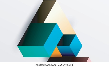 Sleek abstract design featuring isometric 3D blocks in a clean, modern composition. Perfect for tech-inspired themes, with vibrant colors and geometric precision