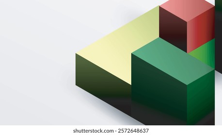 Sleek abstract design featuring isometric 3D blocks in a clean, modern composition. Perfect for tech-inspired themes, with vibrant colors and geometric precision