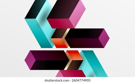 Sleek abstract design featuring isometric 3D blocks in a clean, modern composition. Perfect for tech-inspired themes, with vibrant colors and geometric precision