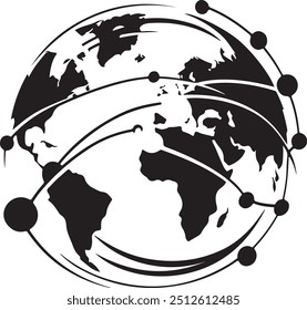 A sleek and abstract digital illustration of a globe