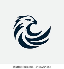 Sleek and abstract falcon eagle hawk logo icon. Symbolizes agility and strength, perfect for sports teams and corporate branding. Vector design for versatility and scalability.