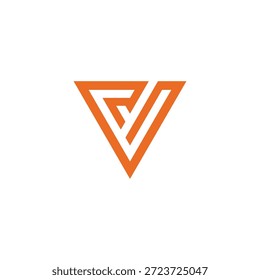 Elegante y abstracto diseño geométrico del logotipo de la letra V en naranja vibrante, que representa la modernidad, la progresión y la comunicación clara para una identidad de marca contemporánea