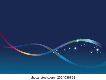 A sleek abstract wave design with flowing lines of red, green, yellow, and blue against a deep blue background. Perfect for technology, corporate, or dynamic presentation backgrounds.