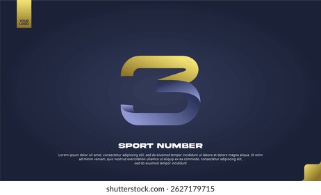 Sleek Aerodynamic Sport Number 3 with Modern Gradient Effect
