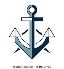 Sleek Anchor Design - Geometric Lines and Modern Typeface Vector Illustration