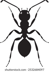 A sleek ant silhouette in vector style, featuring clean, minimalistic lines and sharp, defined edges.