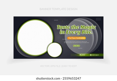 Sleek and attractive restaurant banner template with fully customizable features, perfect for online branding.