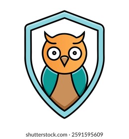 A sleek badge logo featuring a wise owl at its center, with bold, clean lines and intricate details that emphasize the owl's eyes, symbolizing wisdom and insight.