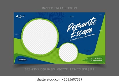 sleek banner abstract background for travel agency promotion with image replacement easy to edit perfect for vacation marketing