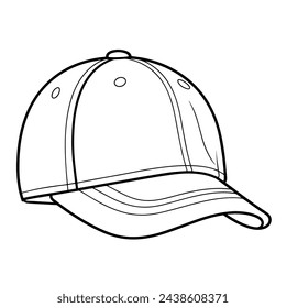 Elegante icono de contorno de gorra de béisbol en formato vectorial escalable.