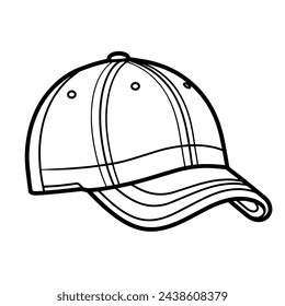 Elegante icono de contorno de gorra de béisbol en formato vectorial escalable.