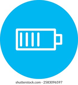 A sleek Battery icon with a clean white outline on a light Cambridge blue background. Minimalist and modern, symbolizing power, energy, and sustainability, representing efficient charging and long-las