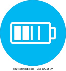 A sleek Battery icon with a clean white outline on a light Cambridge blue background. Minimalist and modern, symbolizing power, energy, and sustainability, representing efficient charging and long-las