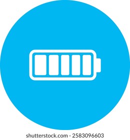 A sleek Battery icon with a clean white outline on a light Cambridge blue background. Minimalist and modern, symbolizing power, energy, and sustainability, representing efficient charging and long-las