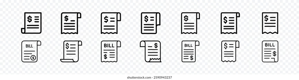 Sleek Bill Receipt with Dollar Sign Icon: Perfect for Finance, Shopping, and Business Designs