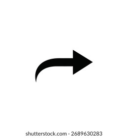 Sleek Black Arrow Pointing Right Symbolizing Direction, Forward Movement, and Progress, Isolated on a White Background, Indicating a Call to Action, Navigation, or Advancement