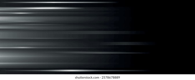 Sleek black background with a gradient effect, featuring horizontal streaks. The black background adds a modern, dynamic texture. Gradient aesthetic background vector. Black background.