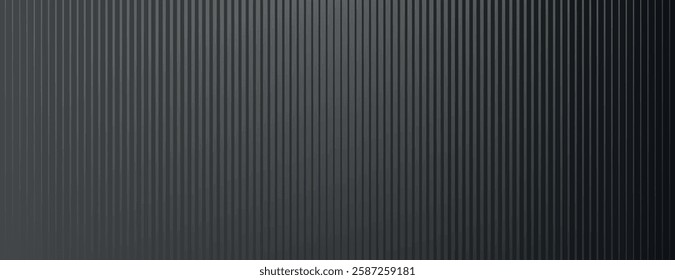 A sleek black background with vertical striped texture. The black background adds a modern, elegant touch with its subtle black pattern. Gradient striped background vector. Black background.