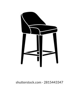 A sleek black bar stool silhouette for modern interior design.