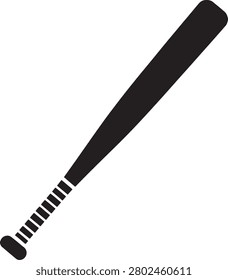 A sleek black baseball bat featuring detailed grip lines, standing alone against a clean and neutral background, ready for use or illustration purposes.