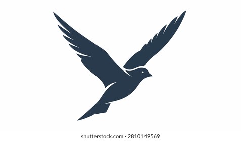 A sleek black bird soars through the air with wings fully extended