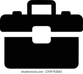 Sleek black briefcase icon on a clean white backdrop. Perfect for business, finance, or travel-related projects. Use this versatile vector for presentations, websites, and more.