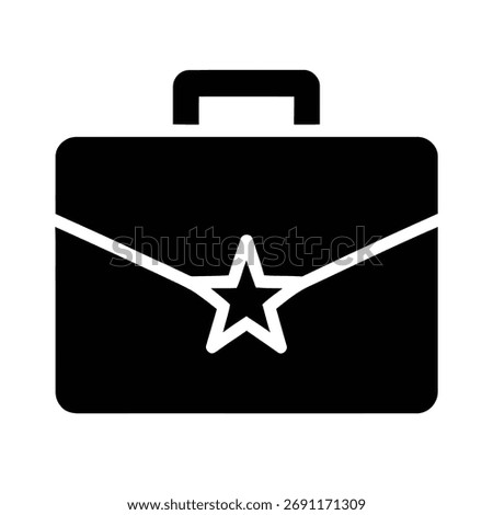 A sleek black briefcase illustration featuring a white star in the center, symbolizing success, achievement, and professionalism.