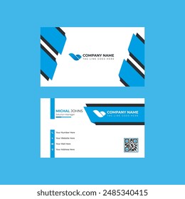 Sleek Black Business Card with Blue Shapes