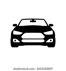 Sleek black car silhouette showcasing modern design. Silhouette of a car on a white background