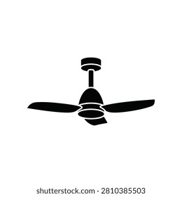A sleek black ceiling fan icon presented against a white backdrop ideal for architectural design and HVAC promotions.