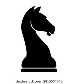 A sleek black chess knight piece symbolizing strategy, intelligence, and competition, isolated on a plain white background for clarity.