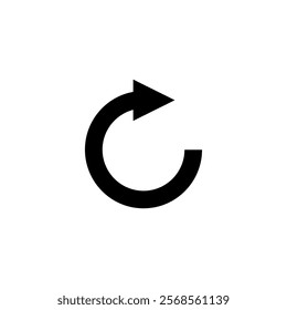 Sleek black circular arrow icon for digital interfaces.