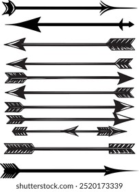 Conjunto de flecha direccional negro elegante para diseños modernos
