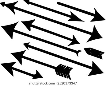 Conjunto de flecha direccional negro elegante para diseños modernos