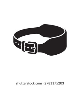 A sleek, black dog collar featuring a sturdy metal buckle closure, rendered with subtle shading to emphasize texture and depth. The design is clean and modern, focusing on the collar’s functional and .