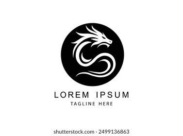 A sleek black dragon logo vector, ideal for modern branding and corporate identity. Perfect for businesses seeking a powerful and elegant emblem.