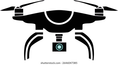 Sleek Black Drone Illustration Captures Modern Technology and Aerial Exploration with a Minimalist Style and Clean Lines for a Cutting Edge Design
