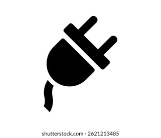 Elegante icono de enchufe eléctrico negro. Simboliza el poder, la conexión y la tecnología. Ideal para diseños relacionados con electrónica, energía, internet y temas de electrodomésticos.