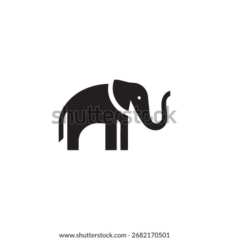 A sleek black elephant icon crafted with geometric simplicity. Bold lines and minimal curves create a timeless, versatile symbol for modern branding and visual identity.