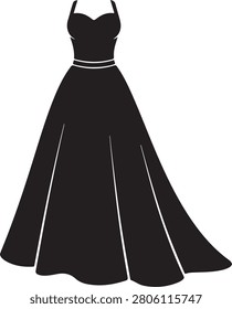 Sleek black evening gown featuring a sweetheart neckline and flowing skirt silhouette.
