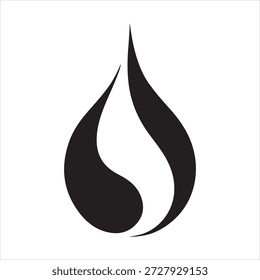 Un elegante diseño de icono de llama negro aislado contra un fondo blanco limpio.